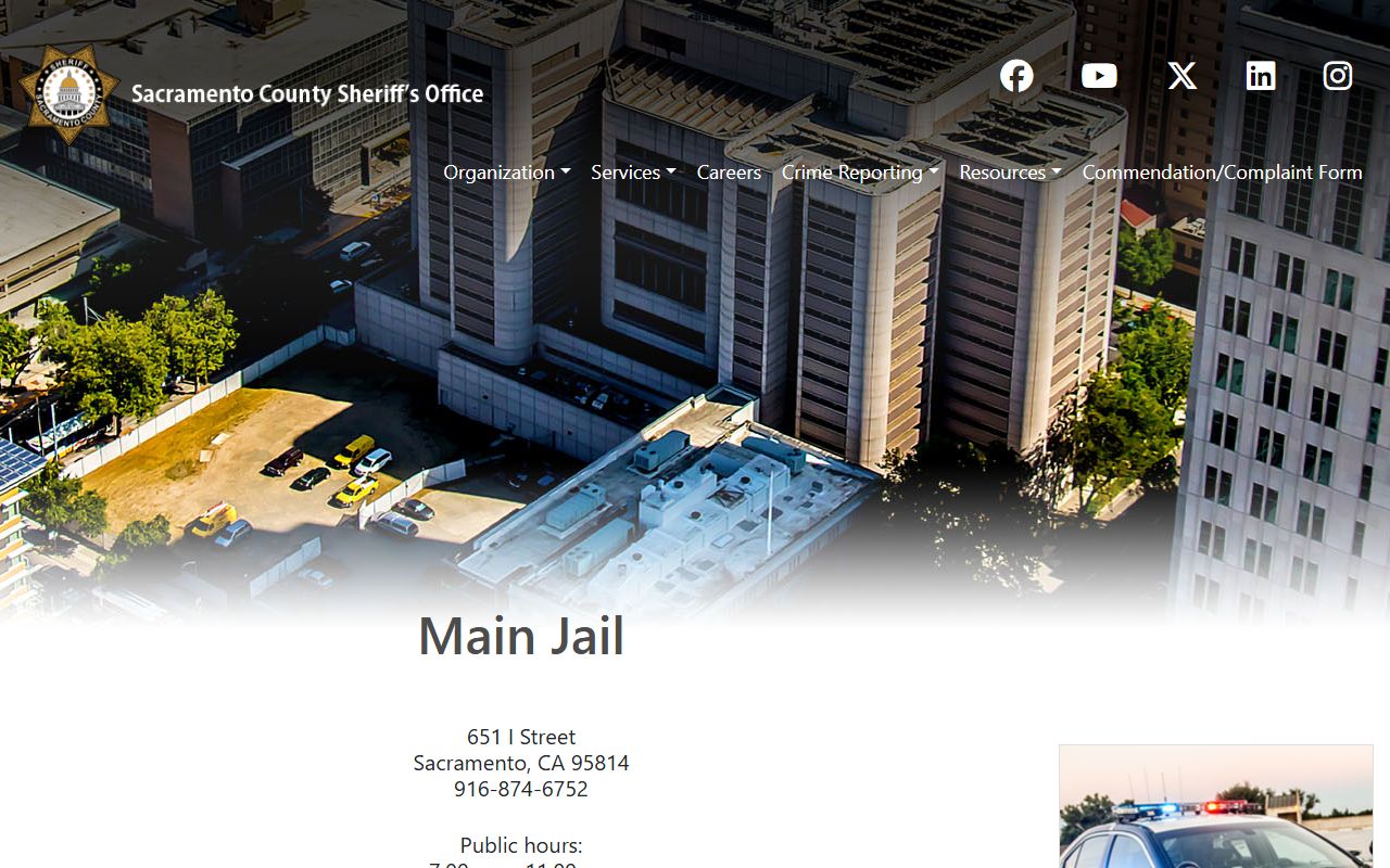 Sacramento County Main Jail official facility page