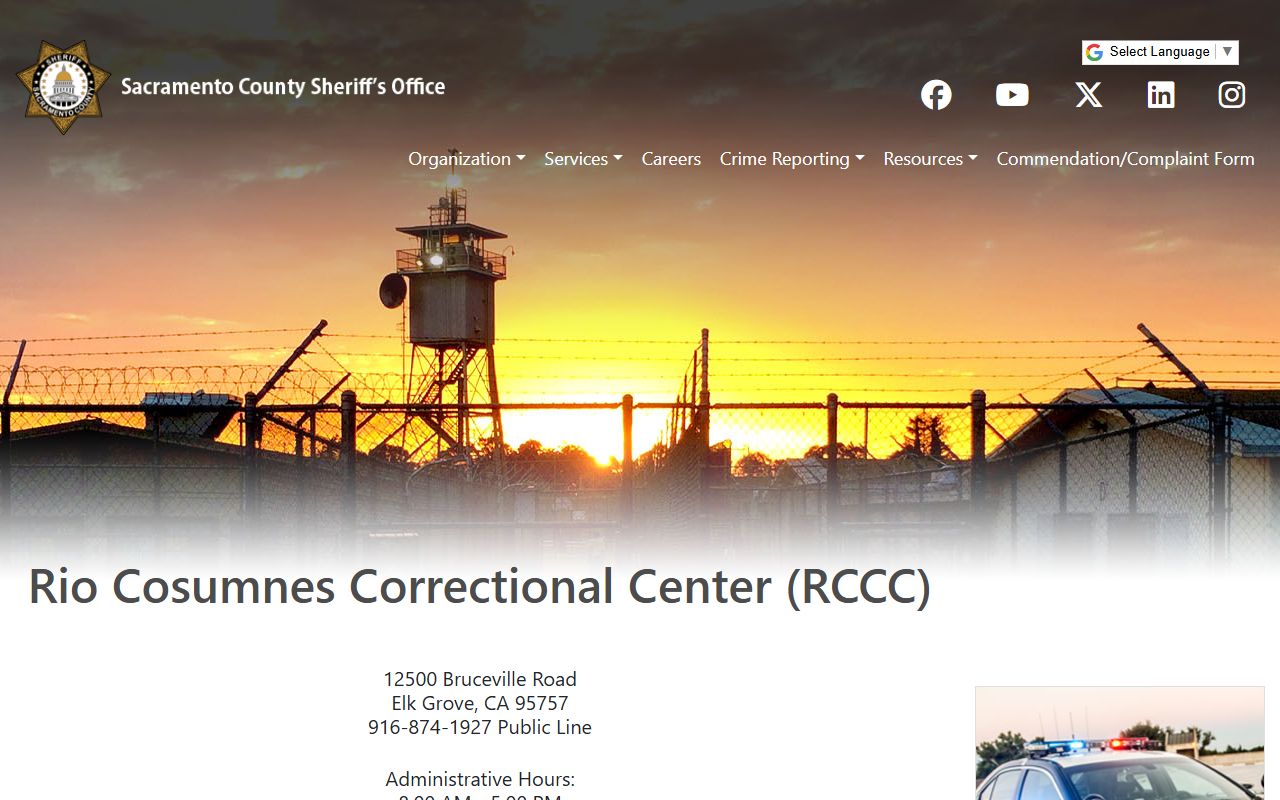 Rio Cosumnes Correctional Center official facility page